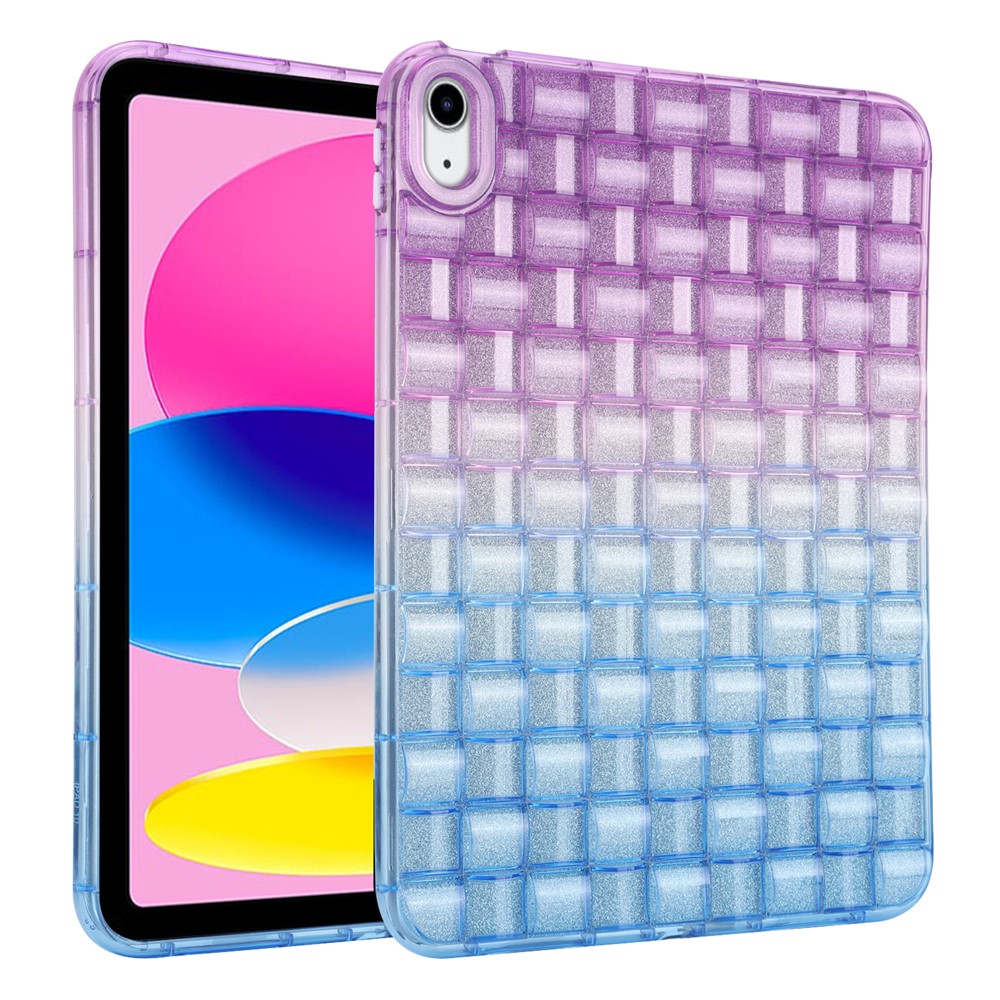 For iPad (2025) / 10.9 (2022) Shockproof TPU Case Braided Gradient Glitter Anti-Drop Tablet Protector - Purple / Blue