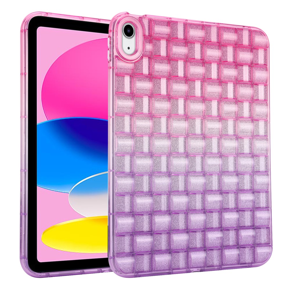 For iPad (2025) / 10.9 (2022) Shockproof TPU Case Braided Gradient Glitter Anti-Drop Tablet Protector - Pink / Purple