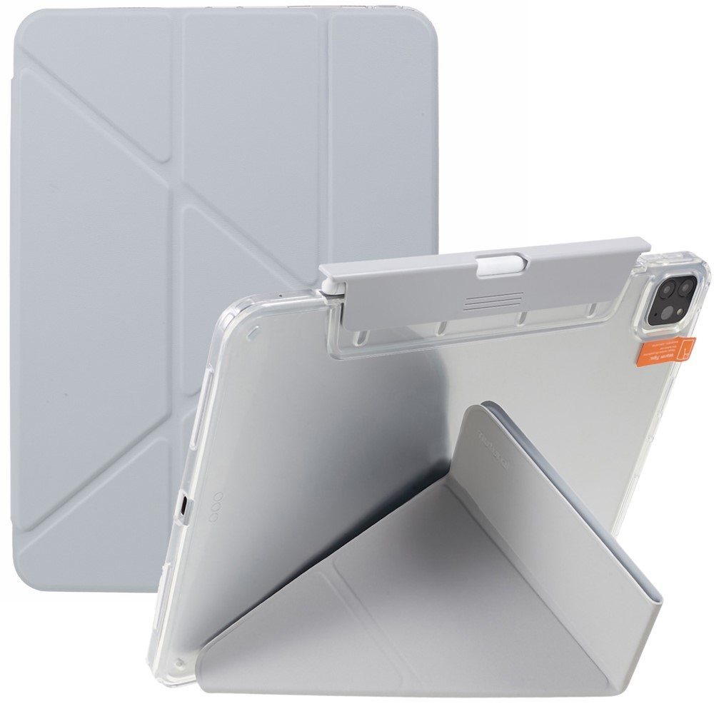 MUTURAL For iPad Pro 11 (2020) / (2021) / (2022) Tablet Case PU Leather Origami Stand Cover with Detachable Pencil Holder - Grey