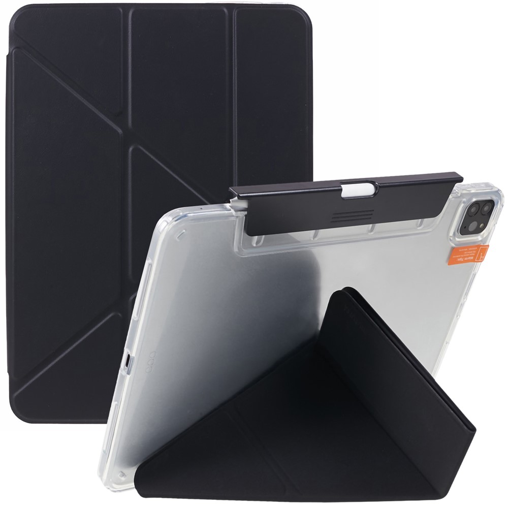 MUTURAL For iPad Pro 11 (2020) / (2021) / (2022) Tablet Case PU Leather Origami Stand Cover with Detachable Pencil Holder - Black
