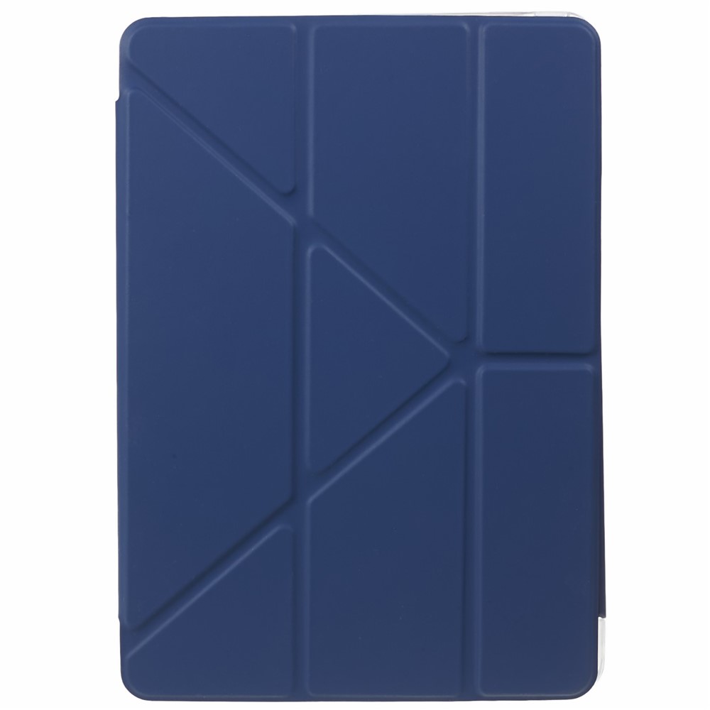 MUTURAL Tablet Case for iPad 10.2 (2021) / (2020) / (2019) , PU Leather Transparent Back Origami Stand Cover with Detachable Pencil Holder - Dark Blue