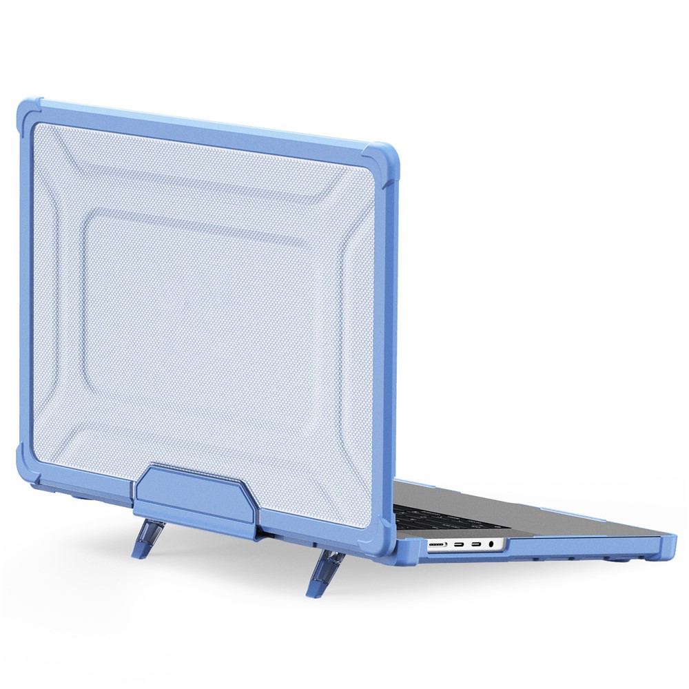 For MacBook Pro 16 inch (2026) A3429 A3428 / (2025) A3186 A3403 / (2024) A2991 / (2023) A2780 / (2021) A2485 Anti-Slip Laptop Case Heat Dissipation PC+TPU Kickstand Cover - Baby Blue