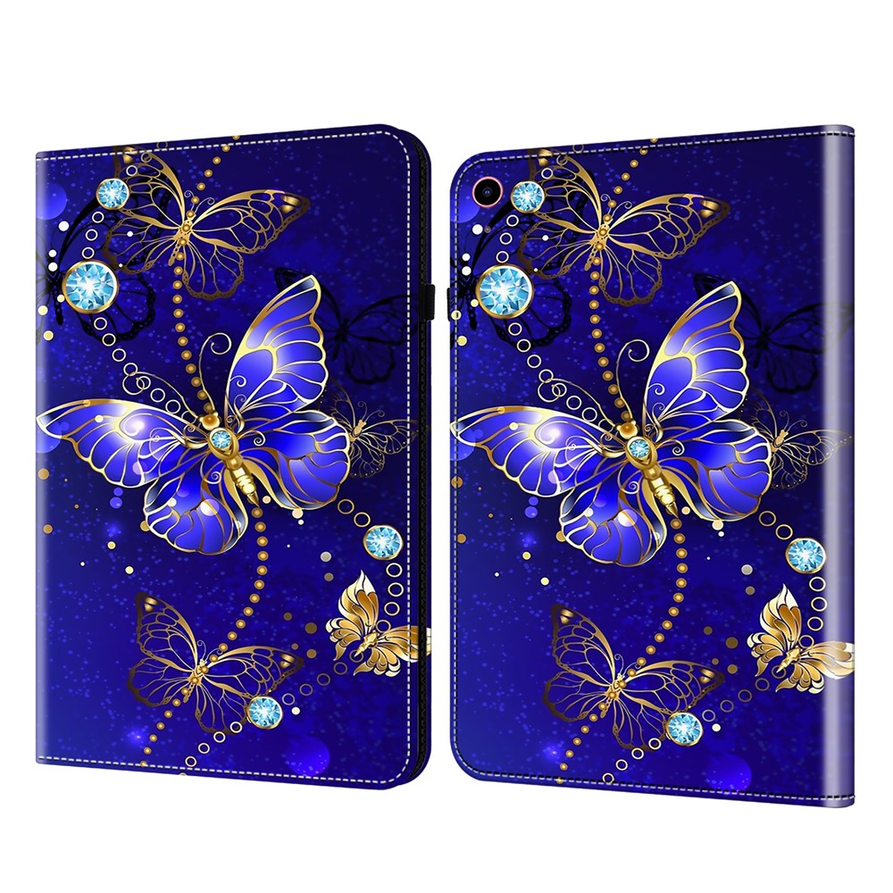 For iPad (2025) / 10.9 (2022) Pattern Printing PU Leather Flip Cover Anti-Scratch Strap Closure Tablet Case with Stand - Butterfly
