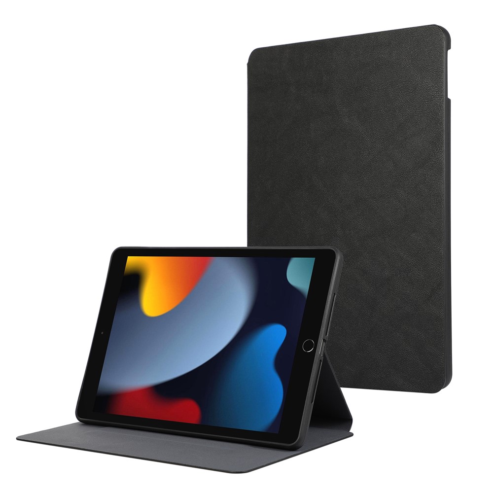 For iPad 10.2 (2021) / (2019) / (2020) PU Leather Flip Cover Anti-Dorp Auto Wake / Sleep Tablet Case with Stand - Black