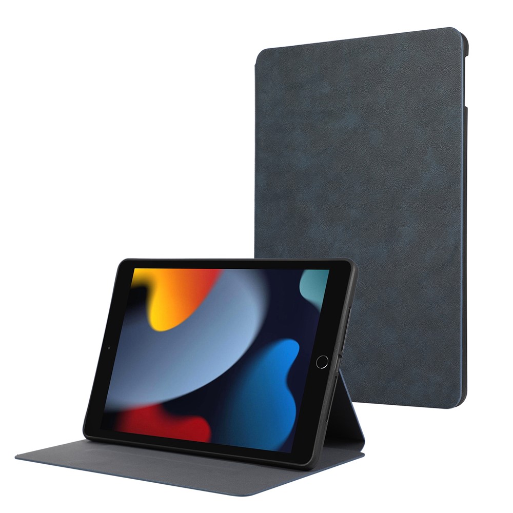 For iPad 10.2 (2021) / (2019) / (2020) PU Leather Flip Cover Anti-Dorp Auto Wake / Sleep Tablet Case with Stand - Blue