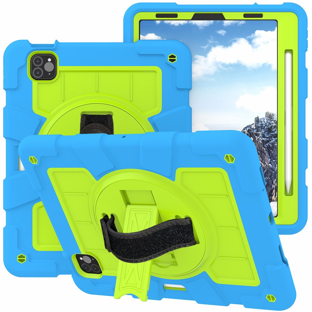 For iPad Pro 11-inch (2018) / (2020) / (2021) / (2022) / Air (2020) / (2022) Tablet Case Anti-Drop Kickstand TPU+PC Cover - Blue / Green