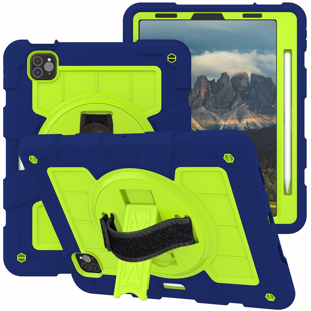 For iPad Pro 11-inch (2018) / (2020) / (2021) / (2022) / Air (2020) / (2022) Tablet Case Anti-Drop Kickstand TPU+PC Cover - Navy Blue / Green