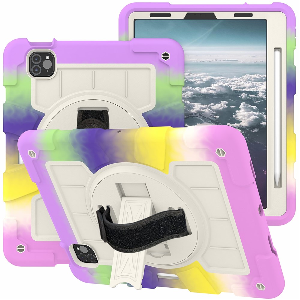 For iPad Pro 11-inch (2018) / (2020) / (2021) / (2022) / Air (2020) / (2022) Tablet Case Anti-Drop Kickstand TPU+PC Cover - Colorful Purple