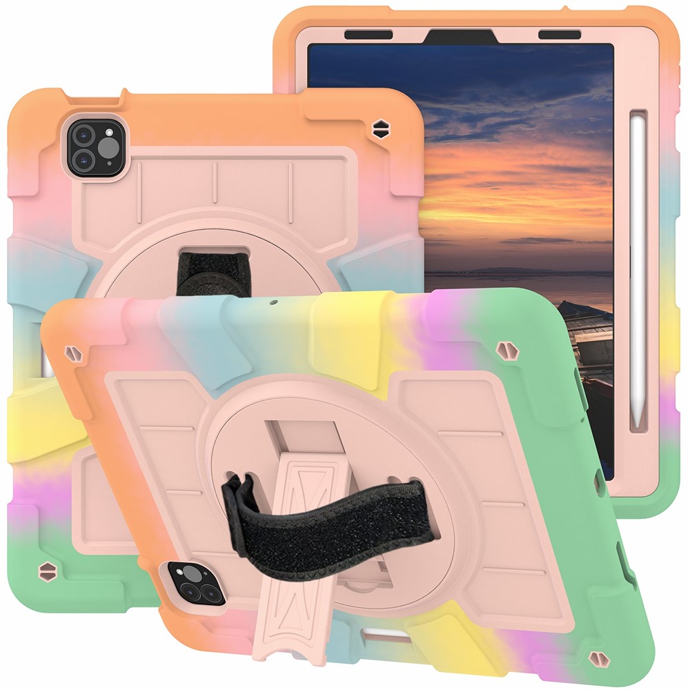 For iPad Pro 11-inch (2018) / (2020) / (2021) / (2022) / Air (2020) / (2022) Tablet Case Anti-Drop Kickstand TPU+PC Cover - Colorful Gold