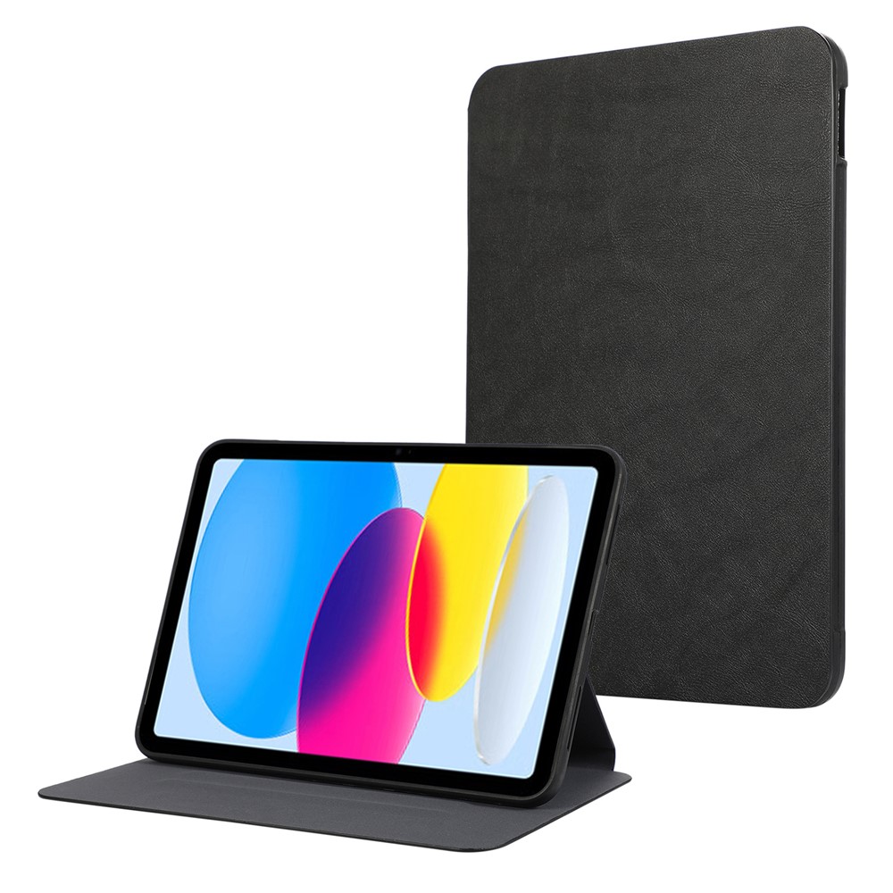 For iPad (2025) / 10.9 (2022) Case Stand Folio PU Leather Tablet Cover with Auto Sleep / Wake - Black