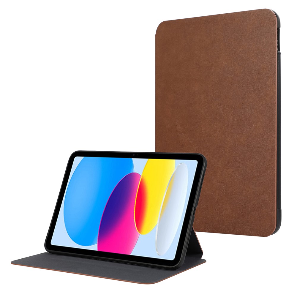 For iPad (2025) / 10.9 (2022) Case Stand Folio PU Leather Tablet Cover with Auto Sleep / Wake - Brown