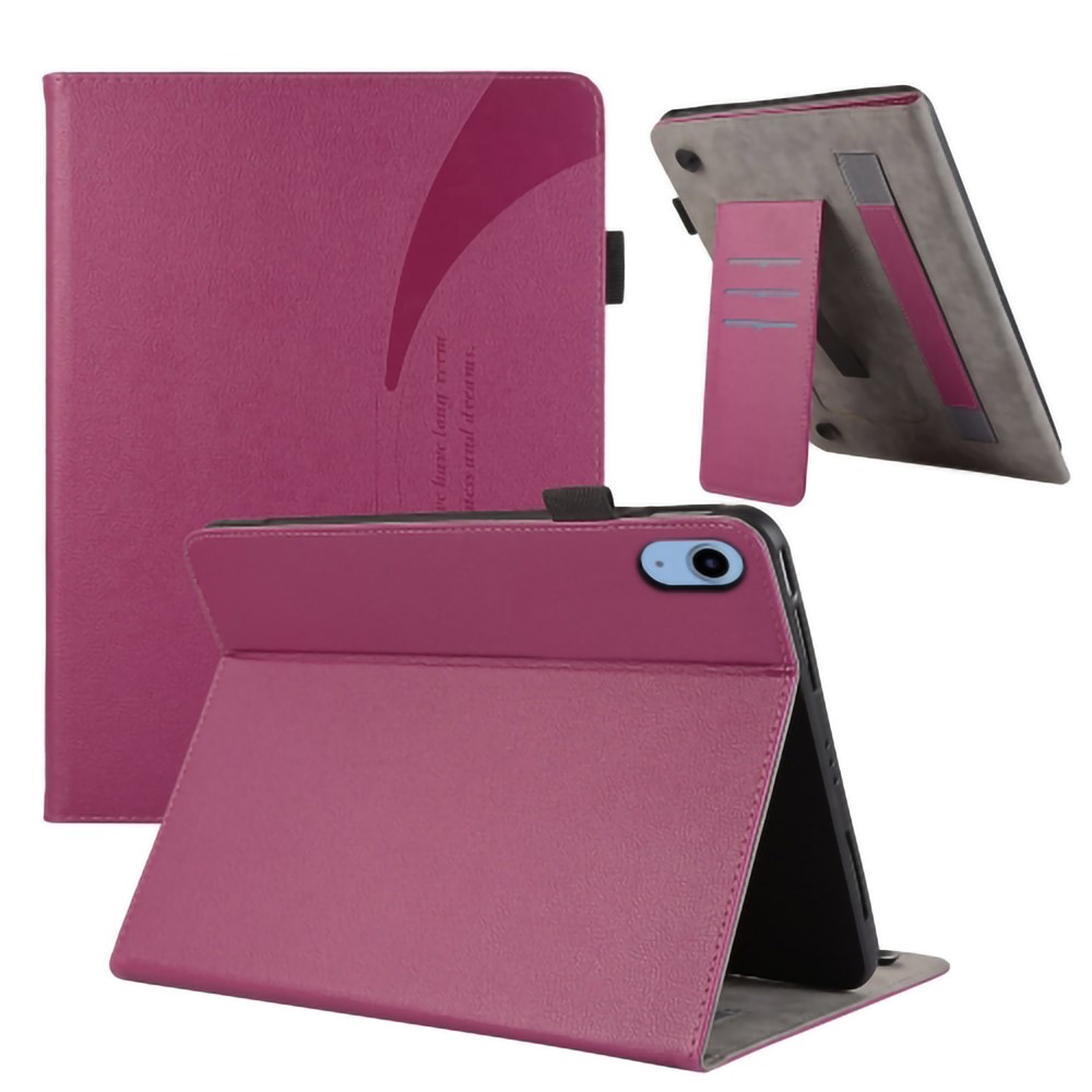 PU Leather Flip Cover for iPad (2025) / 10.9 (2022) Case Card Slot Shockproof Tablet Case - Dark Purple