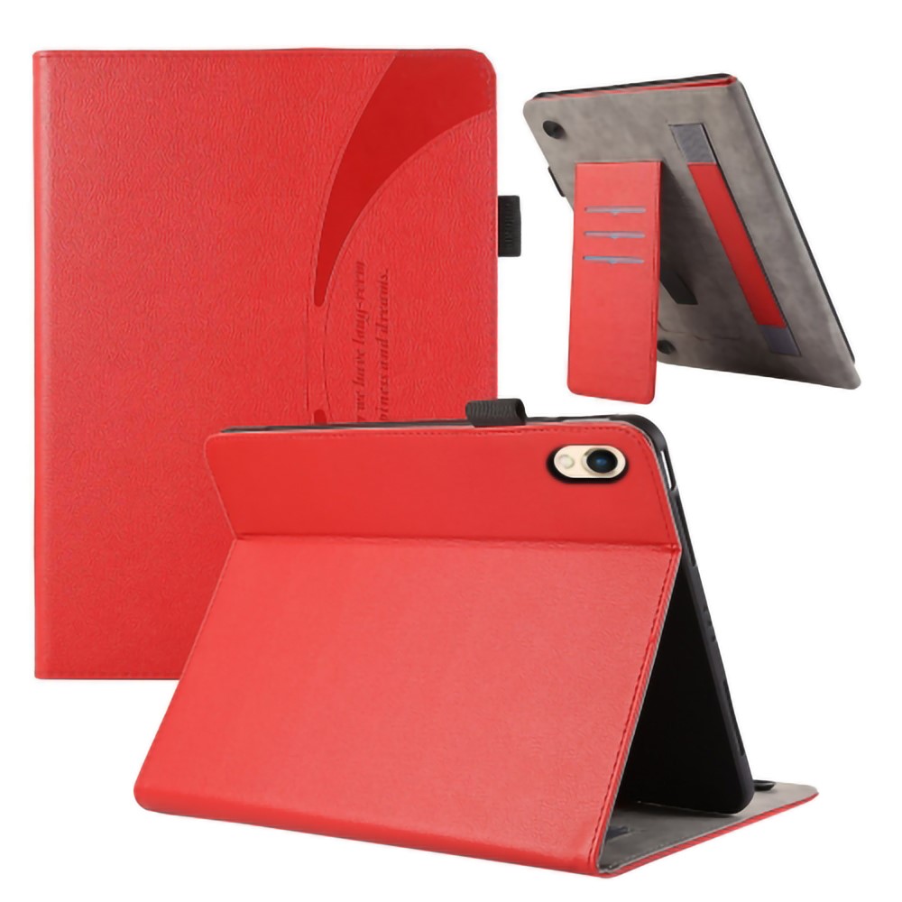 For iPad 10.2 (2021) / (2019) / 2020) Case Card Slot Protective Tablet Case PU Leather Flip Cover - Red