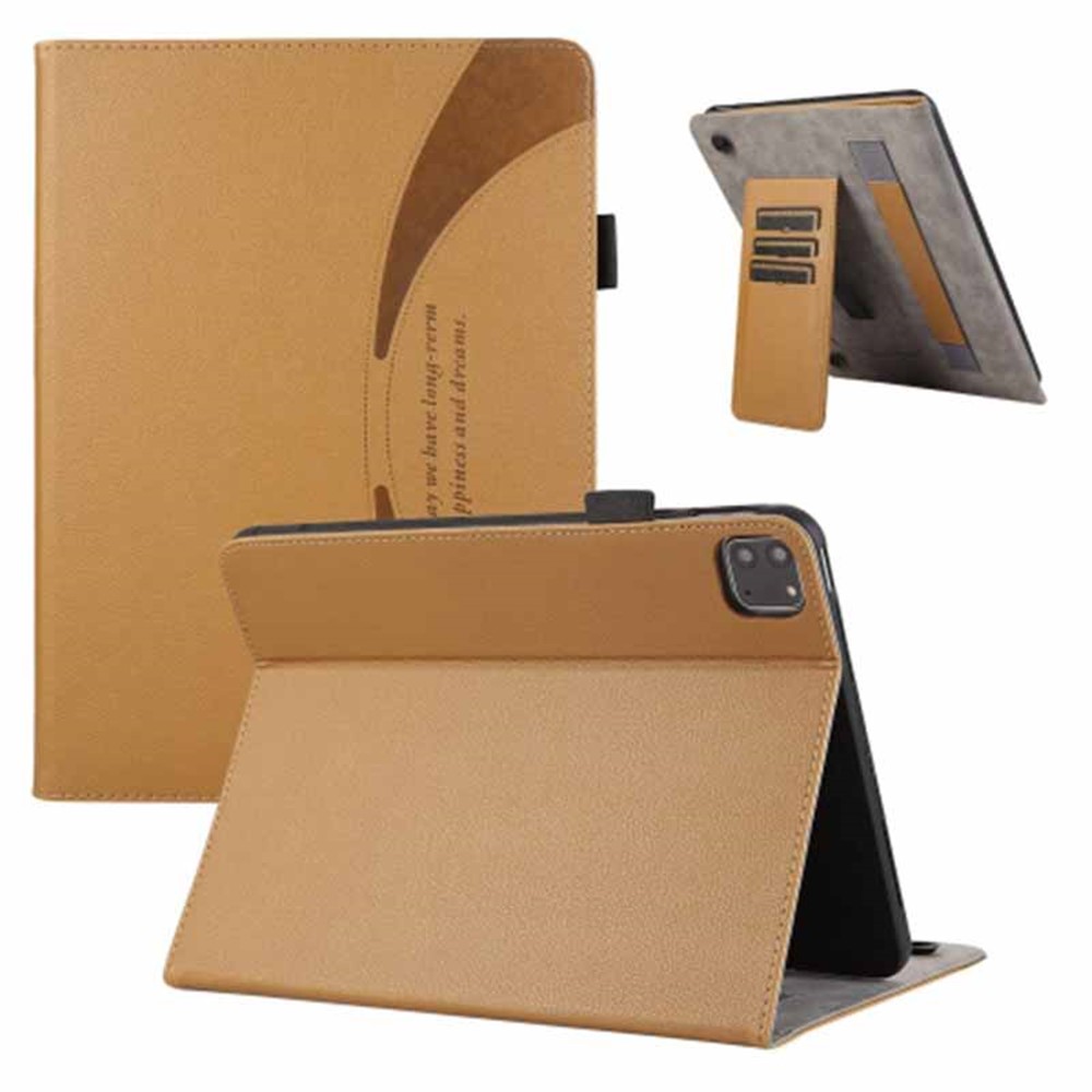 For iPad Pro 12.9 (2018) / (2020) / (2021) / (2022) Case PU Leather Card Holder Tablet Cover - Camel