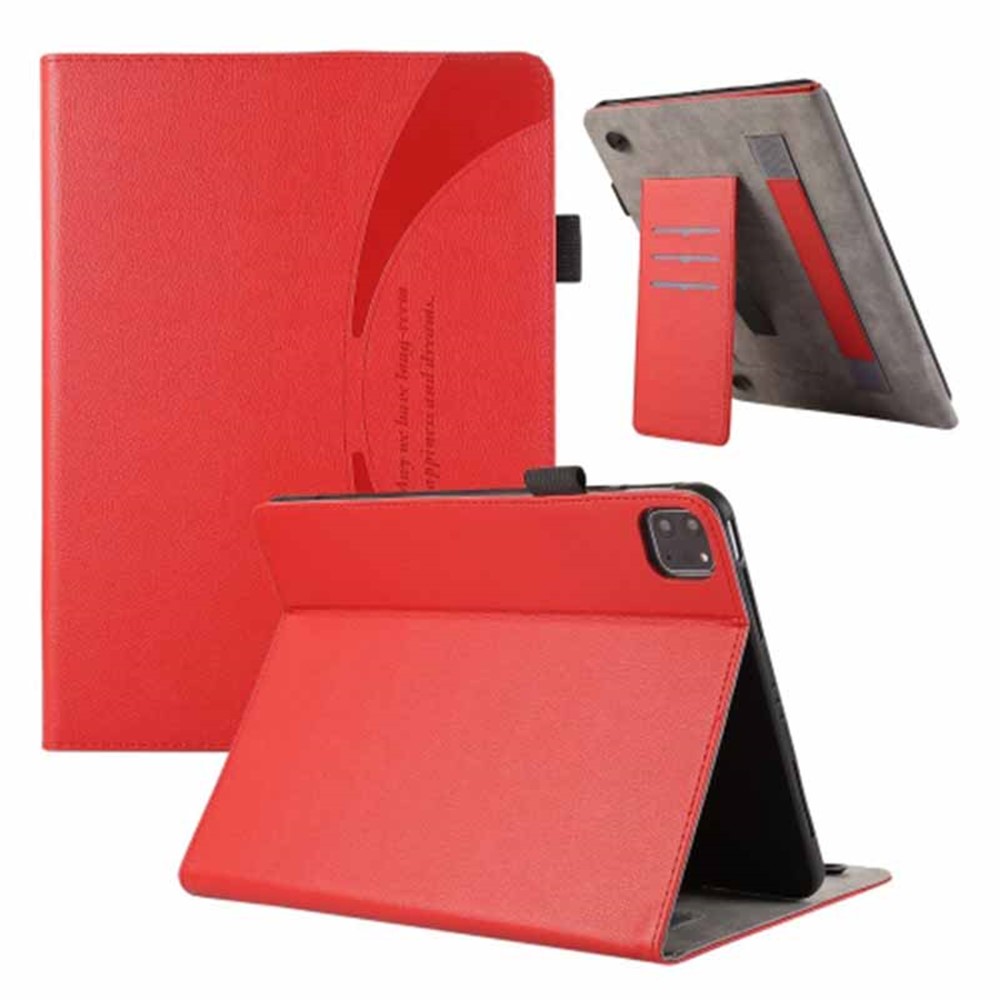 For iPad Pro 12.9 (2018) / (2020) / (2021) / (2022) Case PU Leather Card Holder Tablet Cover - Red
