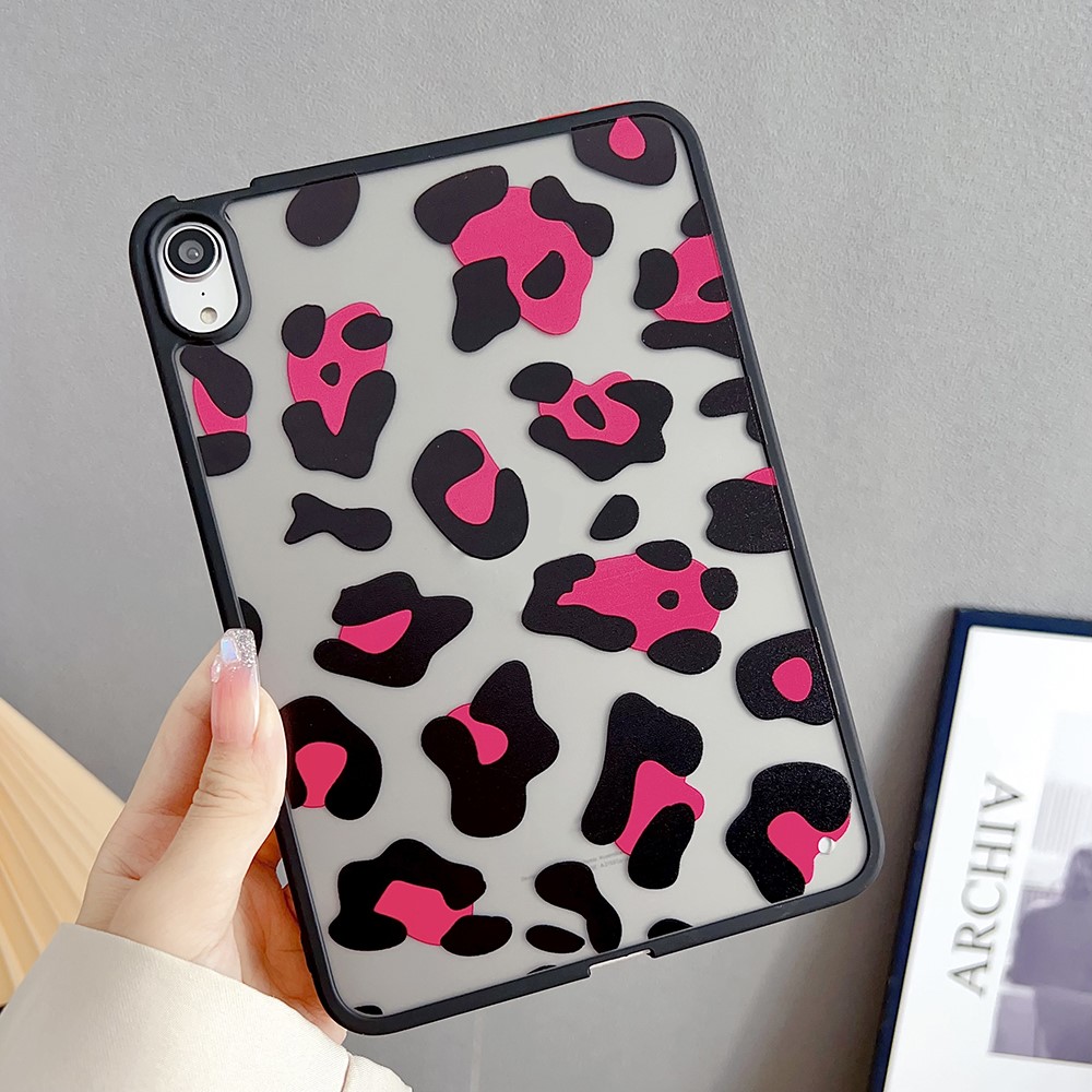 For iPad mini (2024) / mini (2021) Case Skin-Touch Pattern Printing Tablet Cover - Red Leopard