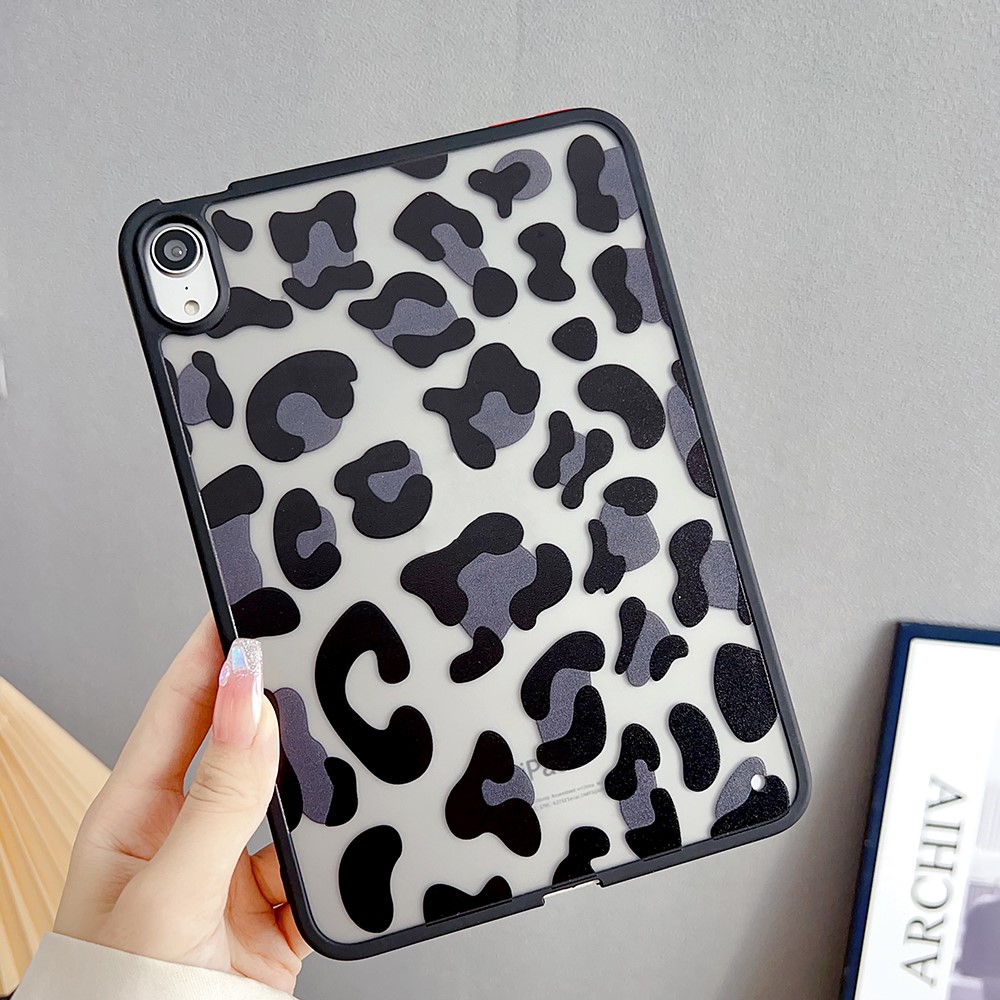 For iPad mini (2024) / mini (2021) Case Skin-Touch Pattern Printing Tablet Cover - Black Leopard