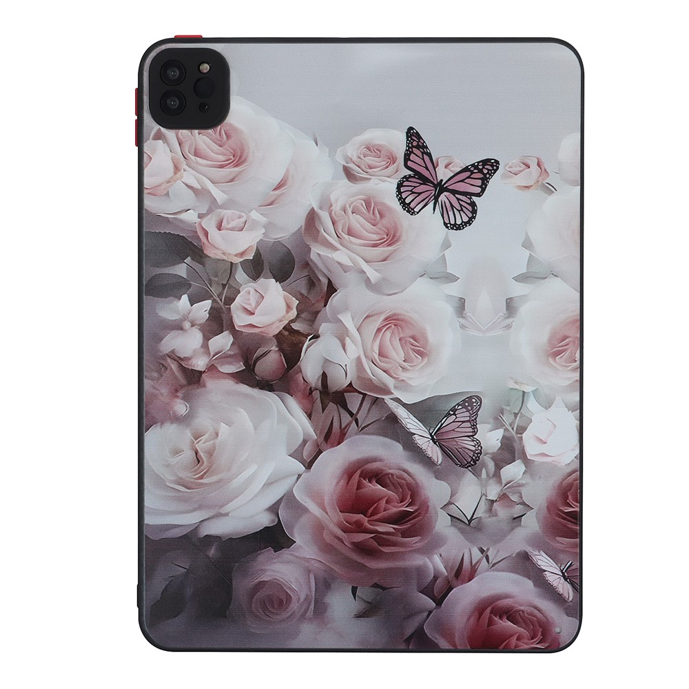 For iPad Pro 11 (2020)(2021)(2022) Case Pattern Printing PC+TPU Tablet Cover - Pink Rose