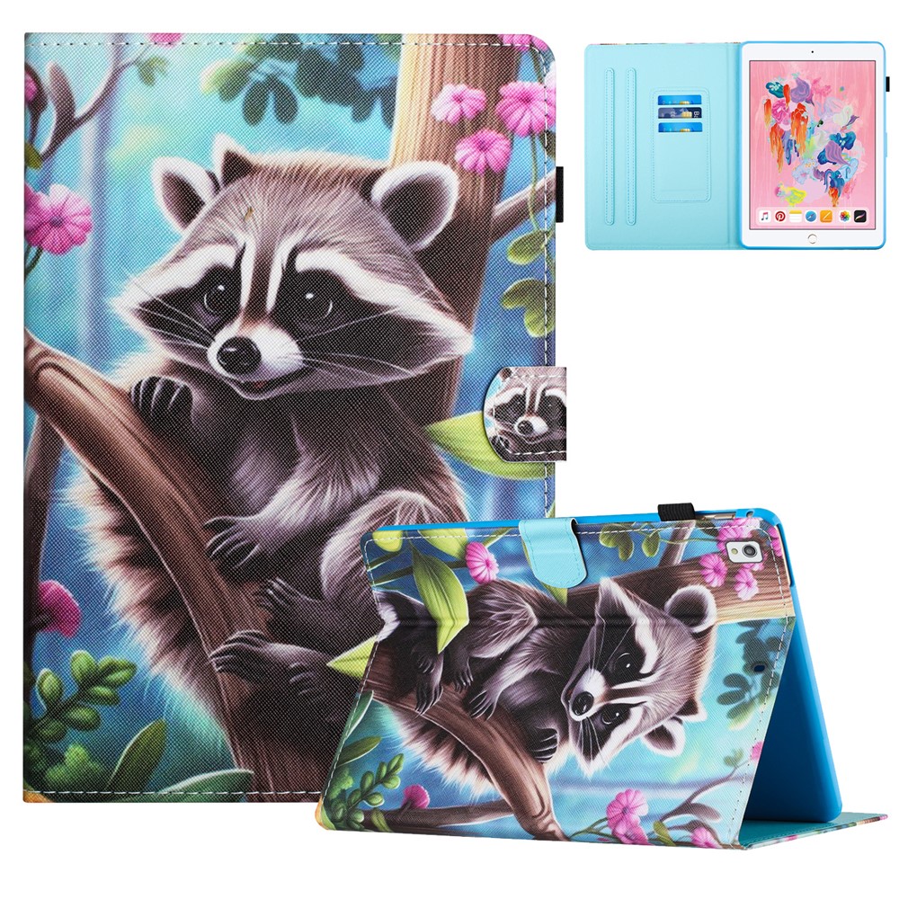 For iPad 10.2 (2019) / (2020) / iPad Air 10.5 inch (2019) / Pro 10.5-inch (2017) Case Leather Tablet Stand Cover - Raccoon