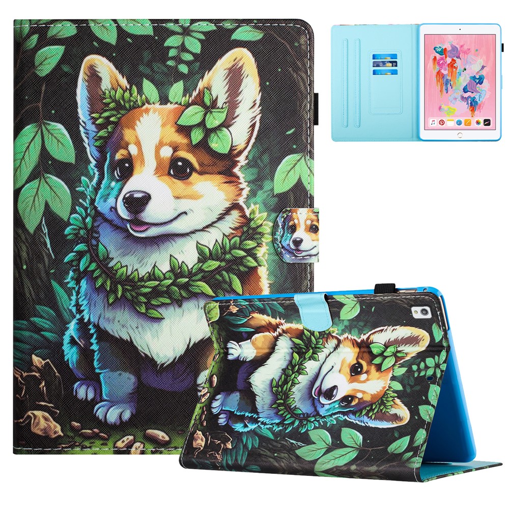 For iPad 10.2 (2019) / (2020) / iPad Air 10.5 inch (2019) / Pro 10.5-inch (2017) Case Leather Tablet Stand Cover - Corgi