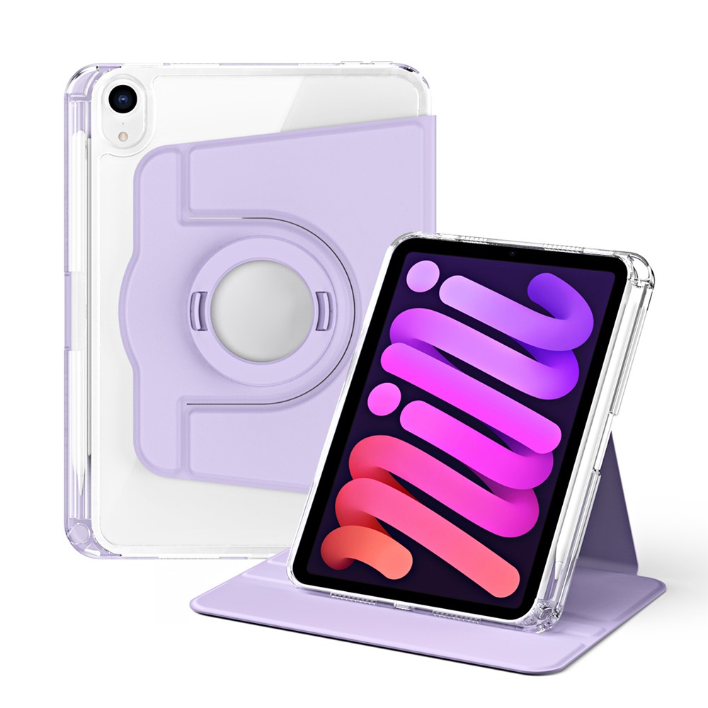 For iPad mini (2024) / mini (2021) Case PU Leather+Acrylic Stand Detachable Tablet Cover - Purple