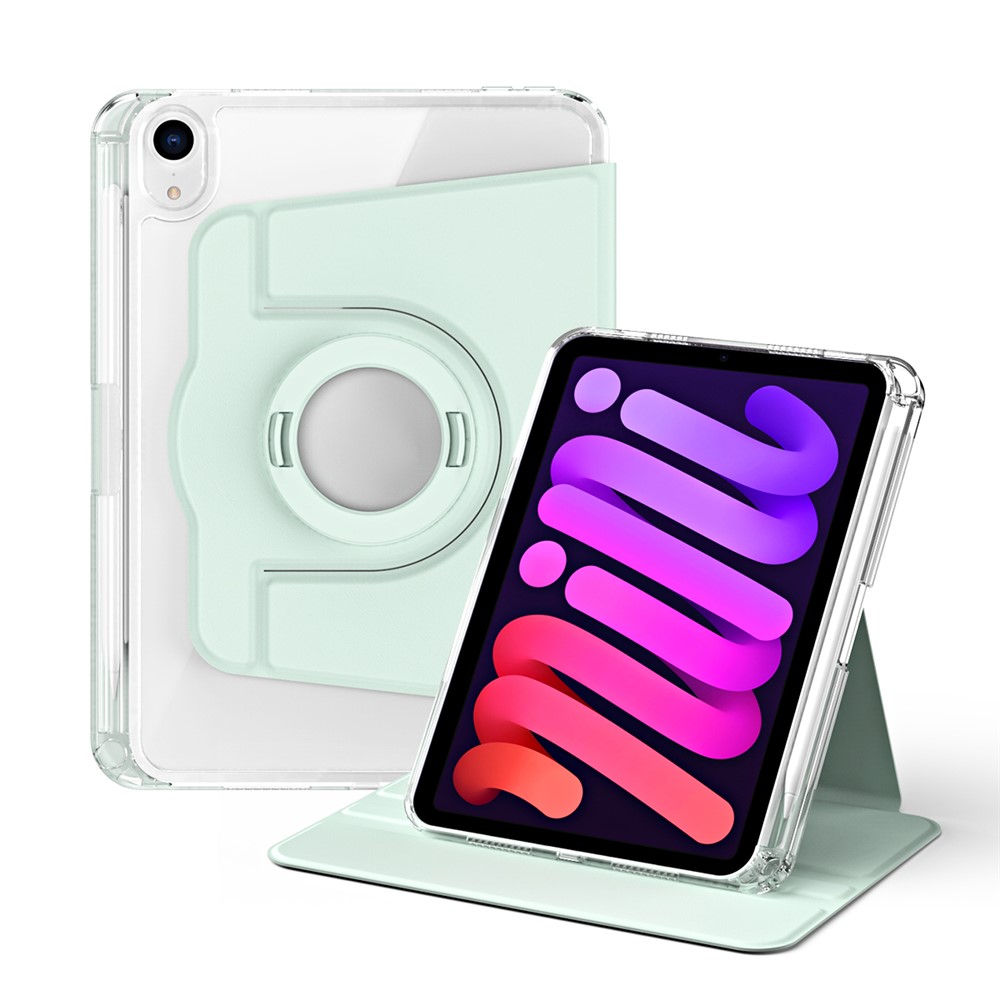 For iPad mini (2024) / mini (2021) Case PU Leather+Acrylic Stand Detachable Tablet Cover - Light Green
