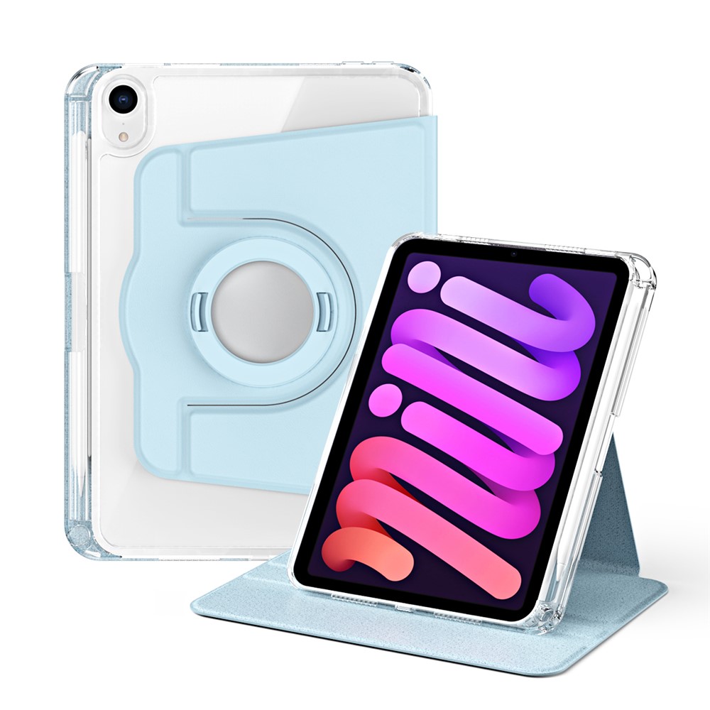 For iPad mini (2024) / mini (2021) Case PU Leather+Acrylic Stand Detachable Tablet Cover - Baby Blue