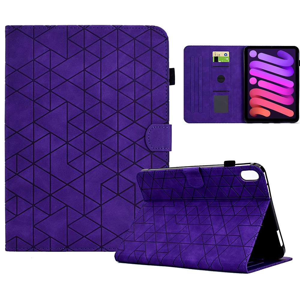 For iPad mini (2024) / mini (2021) Tablet Case Pattern Imprinted Anti-Drop PU Leather Flip Cover - Purple