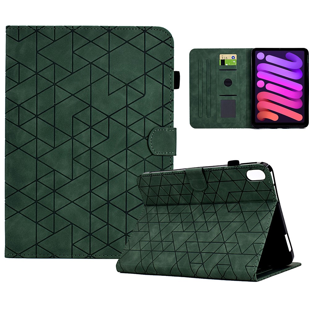 For iPad mini (2024) / mini (2021) Tablet Case Pattern Imprinted Anti-Drop PU Leather Flip Cover - Green
