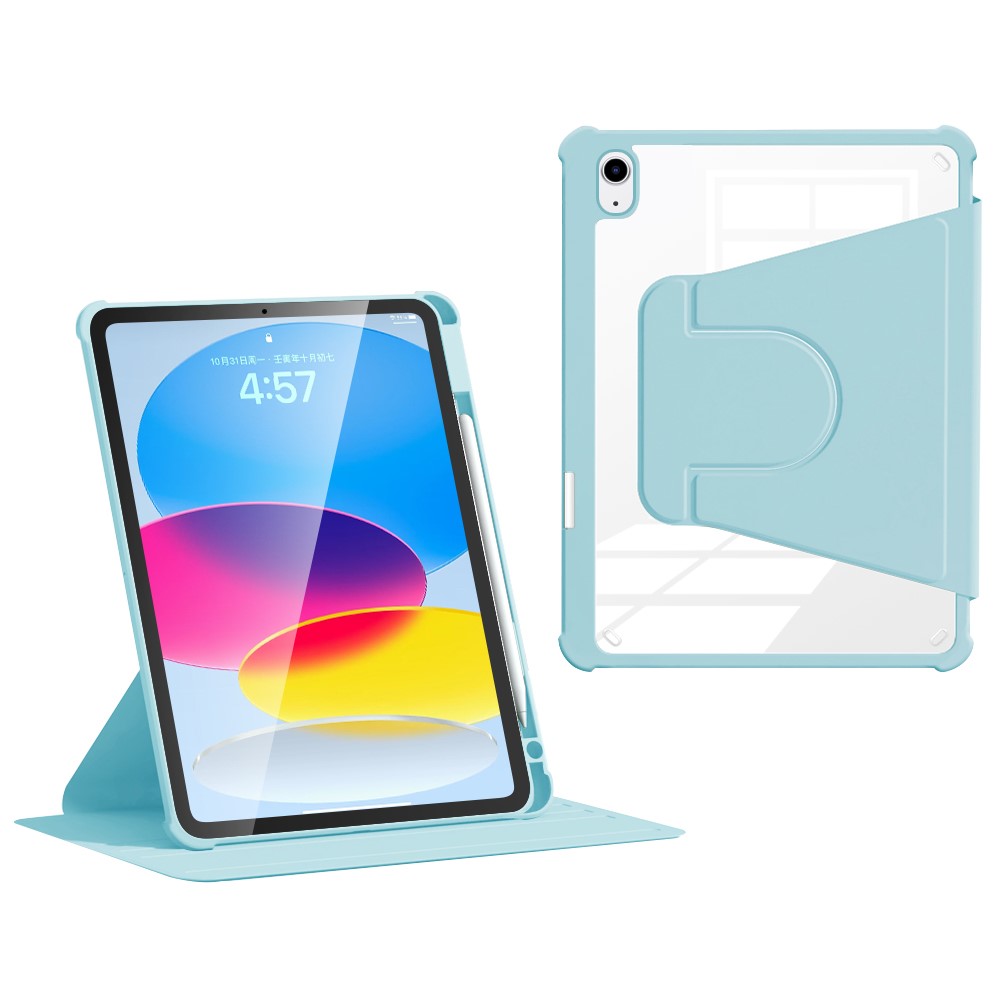 For iPad (2025) / 10.9 (2022) Case Anti-Scratch PU Leather+Acrylic+TPU Auto Wake / Sleep Tablet Cover - Blue