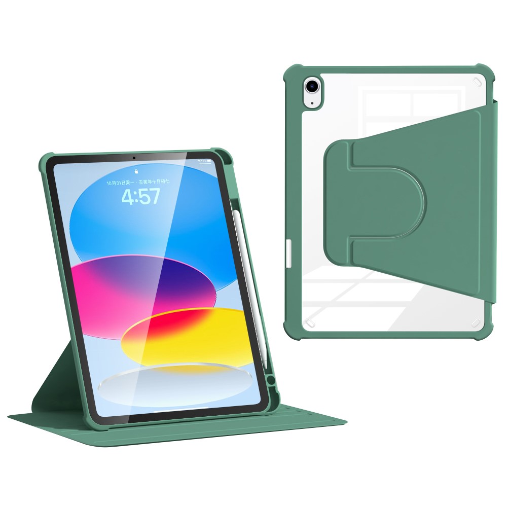 For iPad (2025) / 10.9 (2022) Case Anti-Scratch PU Leather+Acrylic+TPU Auto Wake / Sleep Tablet Cover - Green