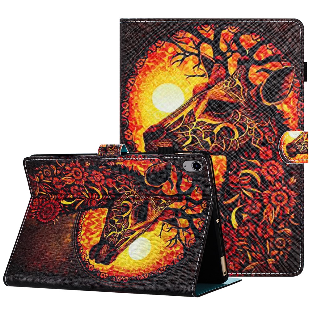 For iPad (2025) / 10.9 (2022) PU Leather Case Pattern Printed Card Slot Protective Tablet Cover - Deer