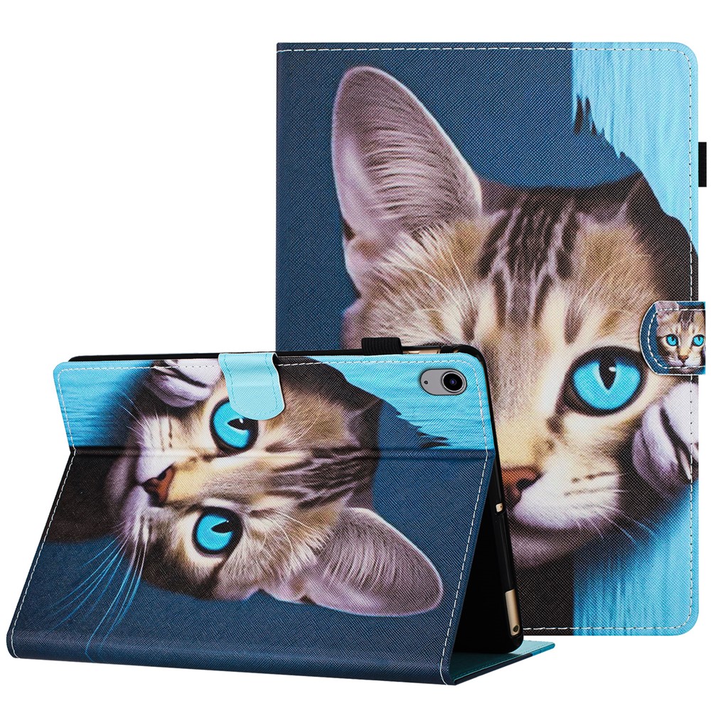 For iPad mini (2024) / mini (2021) Protective Case Pattern Printed Card Slot PU Leather Folio Flip Cover - Cat