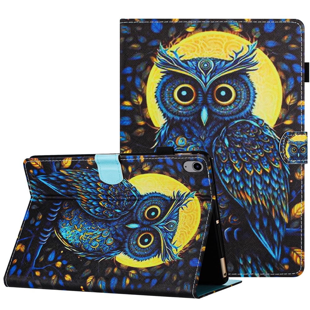 For iPad mini (2024) / mini (2021) Protective Case Pattern Printed Card Slot PU Leather Folio Flip Cover - Owl