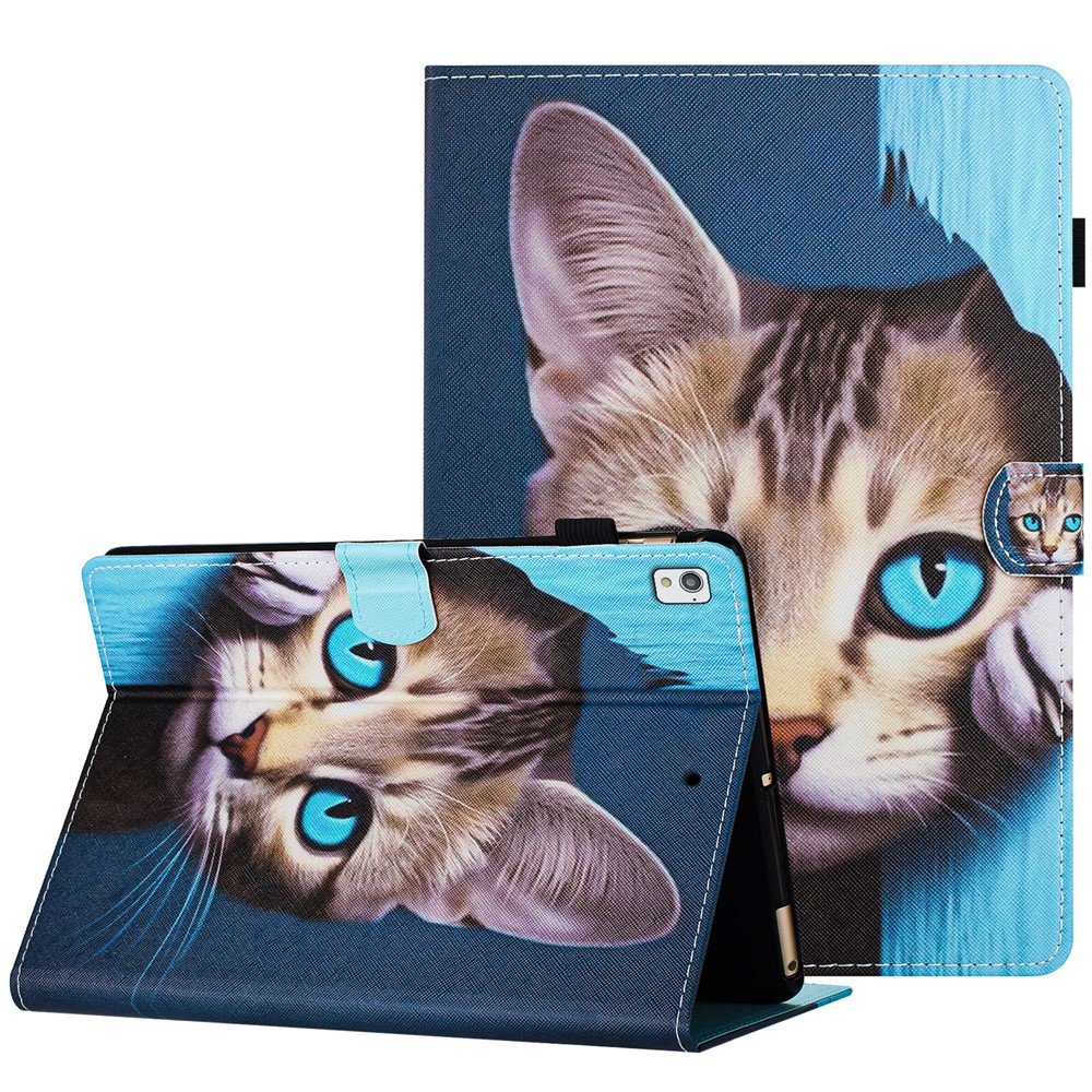For iPad 10.2 (2021) / (2019) / (2020) Tablet Case Pattern Printed Anti-Drop PU Leather Folio Flip Cover - Cat