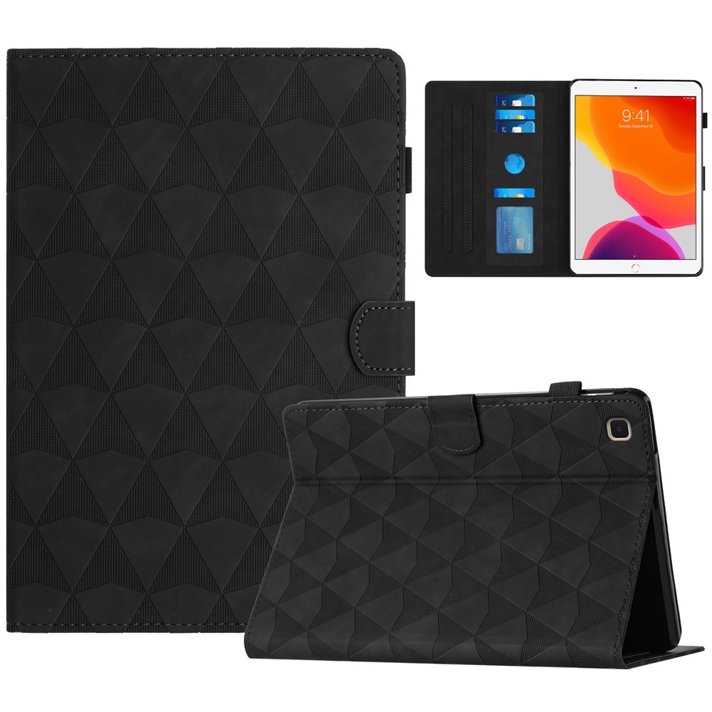 For iPad 10.2 (2020)  /  (2019)  /  Air 10.5 inch (2019) Case Diamond Texture Leather Tablet Cover Stand - Black