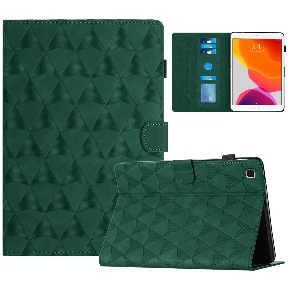 For iPad 10.2 (2020)  /  (2019)  /  Air 10.5 inch (2019) Case Diamond Texture Leather Tablet Cover Stand - Green