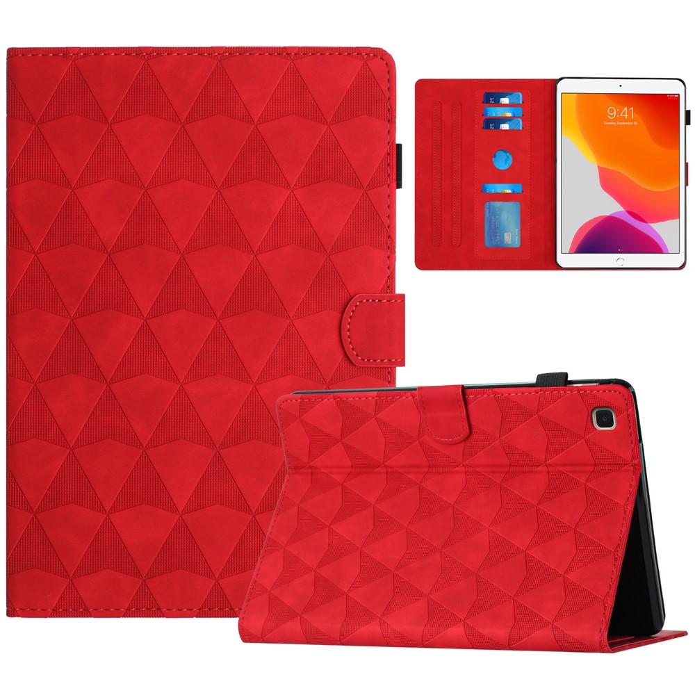 For iPad 10.2 (2020)  /  (2019)  /  Air 10.5 inch (2019) Case Diamond Texture Leather Tablet Cover Stand - Red
