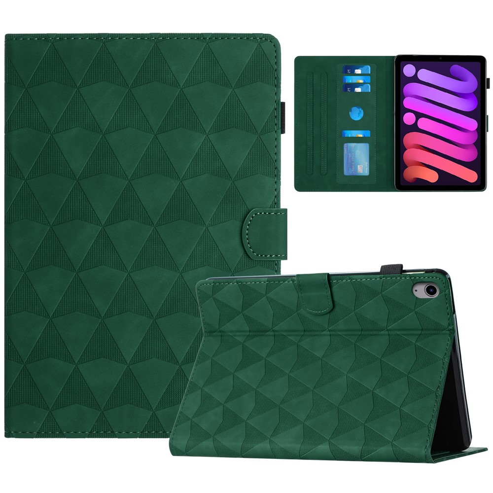 For iPad mini (2024) / mini (2021) Case Stand Diamond Texture Leather Tablet Cover Auto Wake  /  Sleep - Green