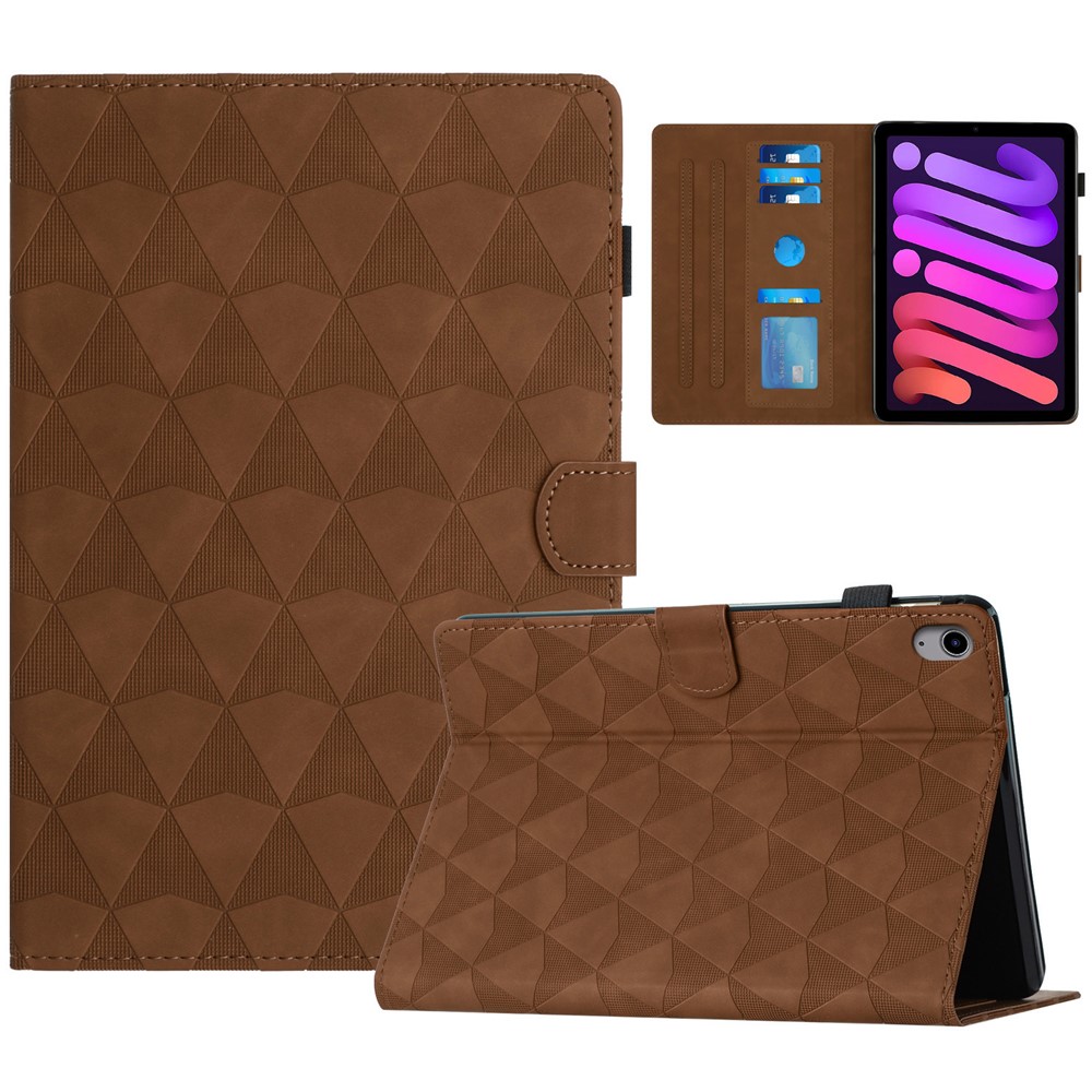 For iPad mini (2024) / mini (2021) Case Stand Diamond Texture Leather Tablet Cover Auto Wake  /  Sleep - Brown