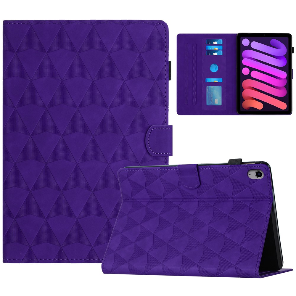 For iPad mini (2024) / mini (2021) Case Stand Diamond Texture Leather Tablet Cover Auto Wake  /  Sleep - Purple