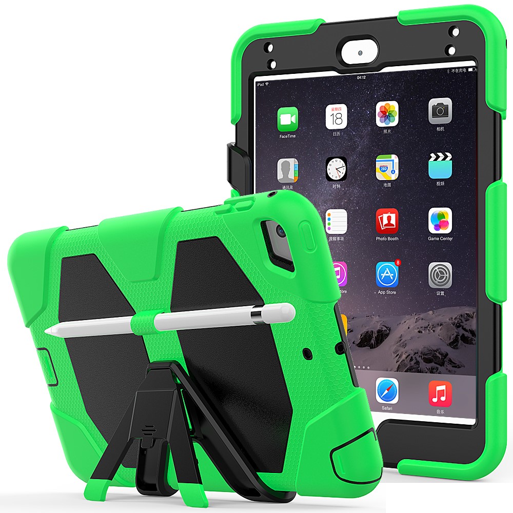 For iPad mini 4 / mini (2019) 7.9 inch Kickstand Case Tablet Case with PET Screen Protector - Green