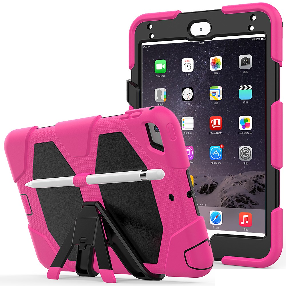 For iPad mini 4 / mini (2019) 7.9 inch Kickstand Case Tablet Case with PET Screen Protector - Rose
