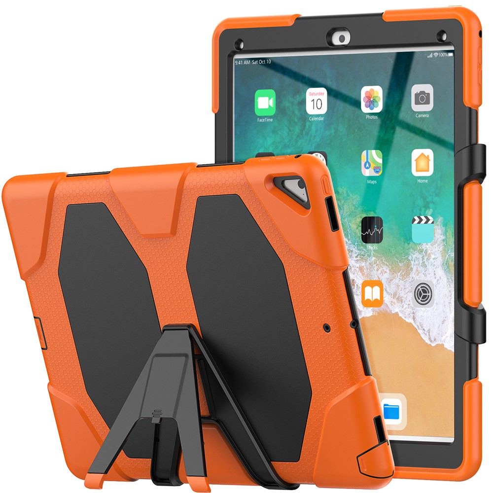 For iPad Pro 12.9 inch (2015) / (2017) Case PC + Silicone Tablet Kickstand Cover with PET Screen Protector - Orange
