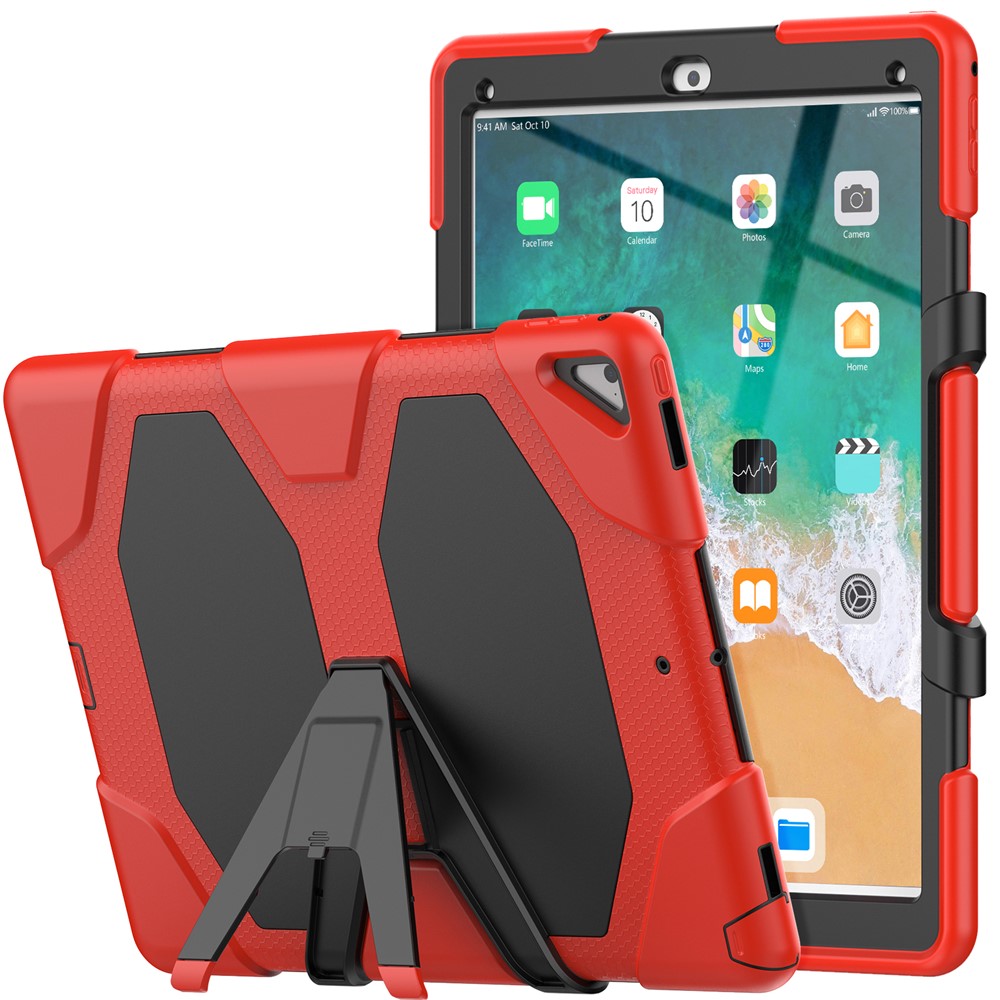 For iPad Pro 12.9 inch (2015) / (2017) Case PC + Silicone Tablet Kickstand Cover with PET Screen Protector - Red