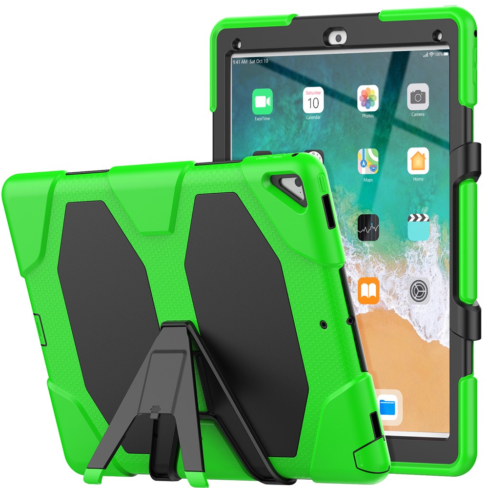 For iPad Pro 12.9 inch (2015) / (2017) Case PC + Silicone Tablet Kickstand Cover with PET Screen Protector - Green