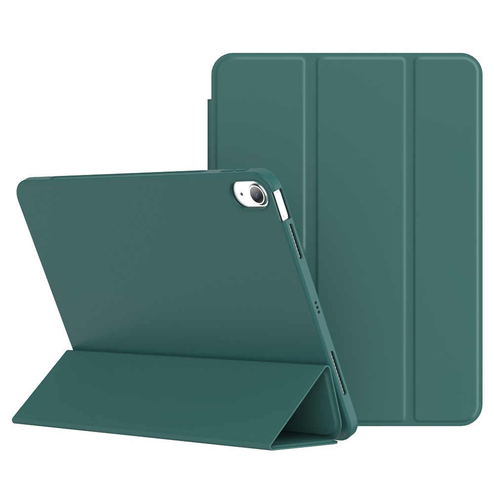 For iPad Air 11 (2025) / (2024) / Air (2022) / (2020) Tablet Case Tri-fold Stand TPU+PU Leather Cover - Green