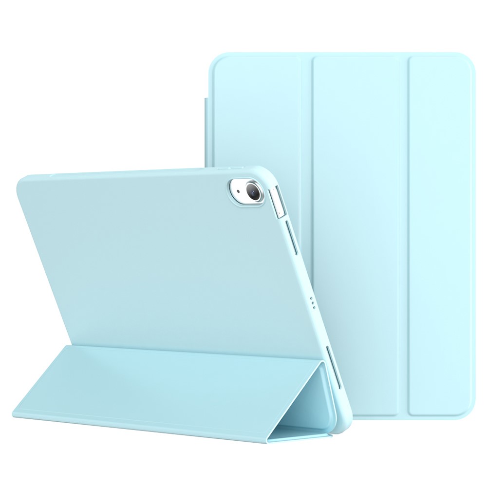 For iPad Air 11 (2025) / (2024) / Air (2022) / (2020) Tablet Case Tri-fold Stand TPU+PU Leather Cover - Baby Blue