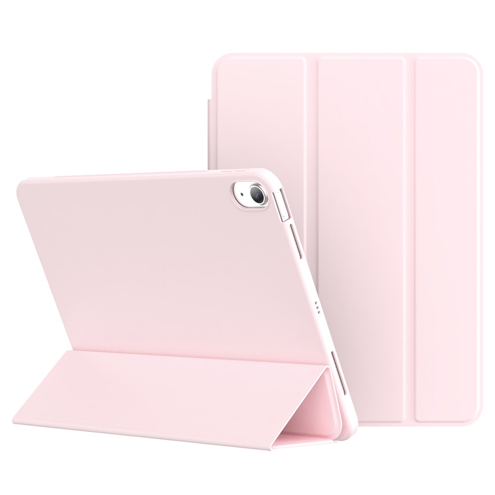 For iPad Air 11 (2025) / (2024) / Air (2022) / (2020) Tablet Case Tri-fold Stand TPU+PU Leather Cover - Pink