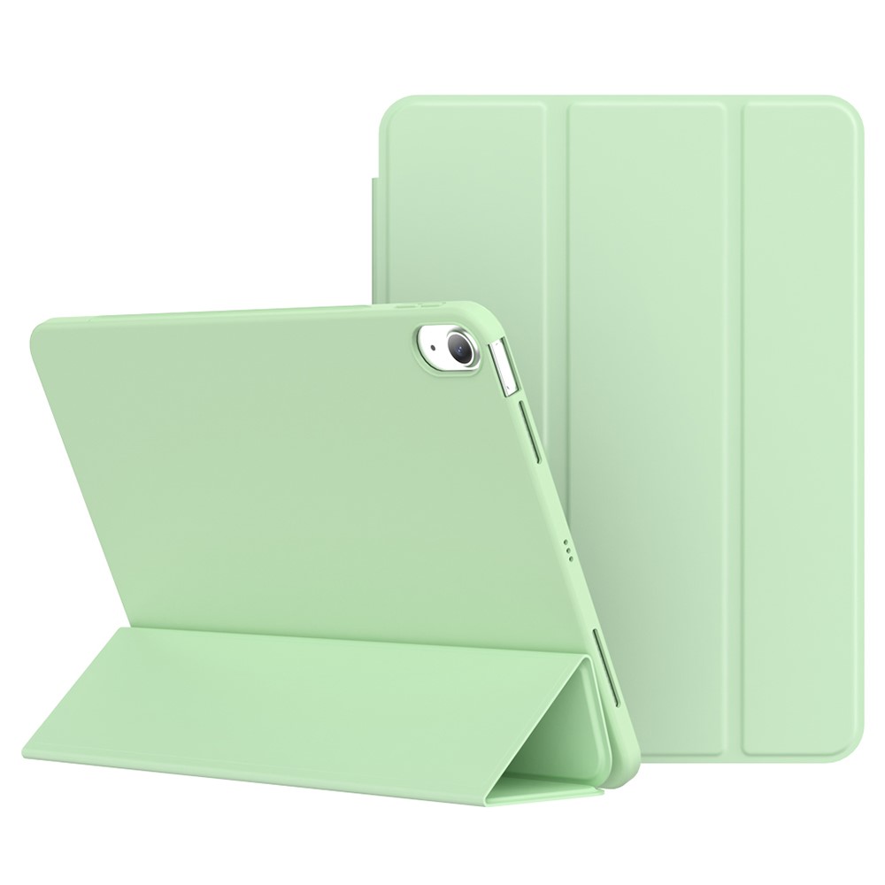For iPad (2025) / 10.9 (2022) Tri-Fold Stand Tablet Case Leather+TPU Cover - Matcha Green